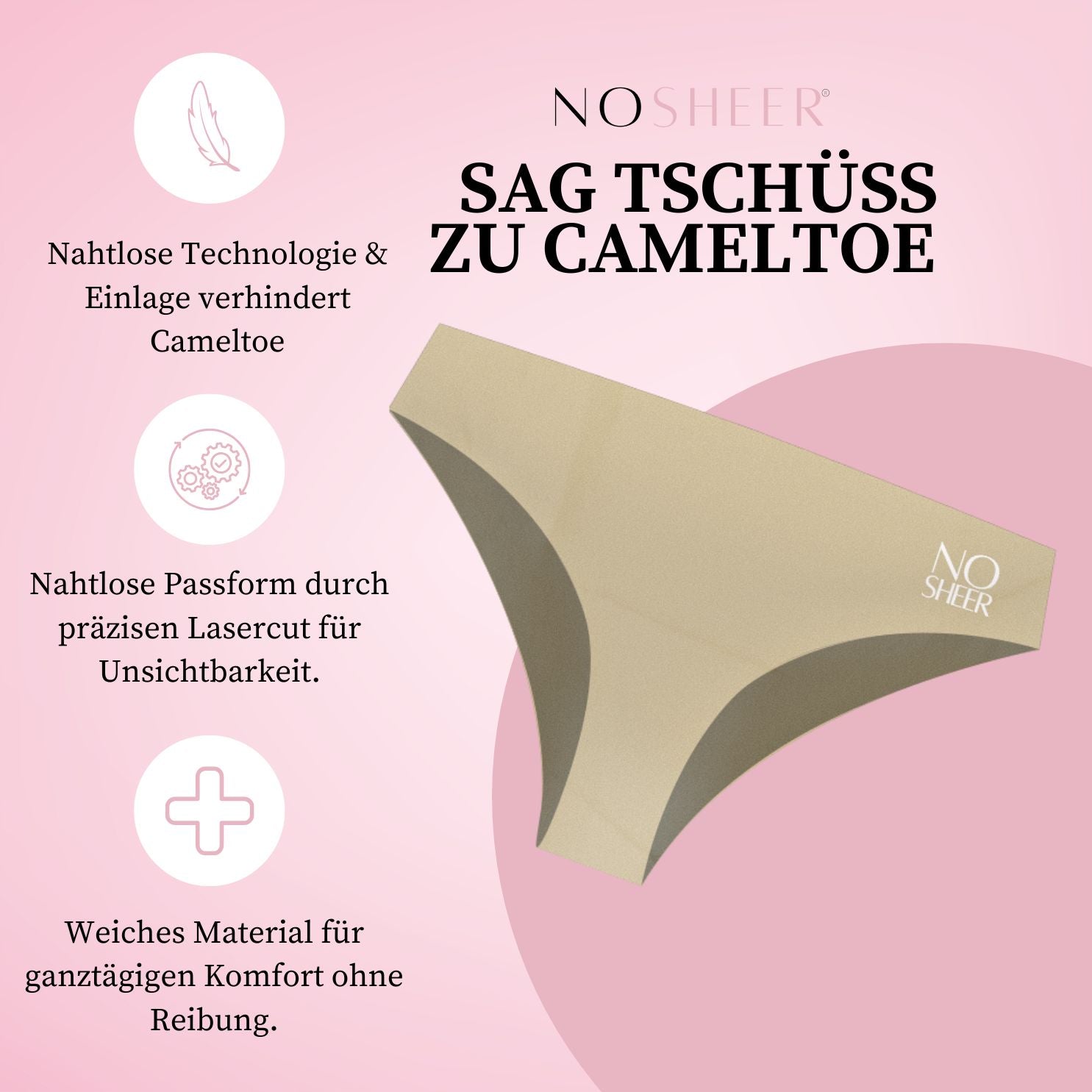 3er Set NOSHEER Anti-Camel-Toe Slip Beige