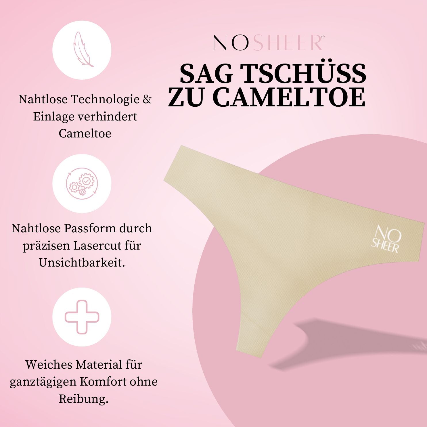 3er Set NOSHEER Anti-Camel-Toe Tanga Beige