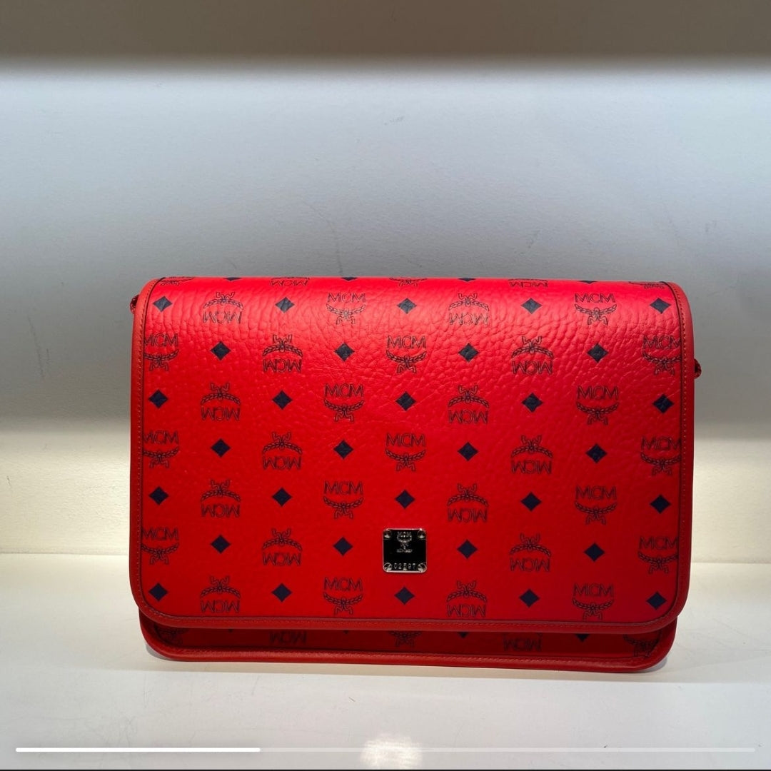 MCM Messenger Medium Red Monogram
