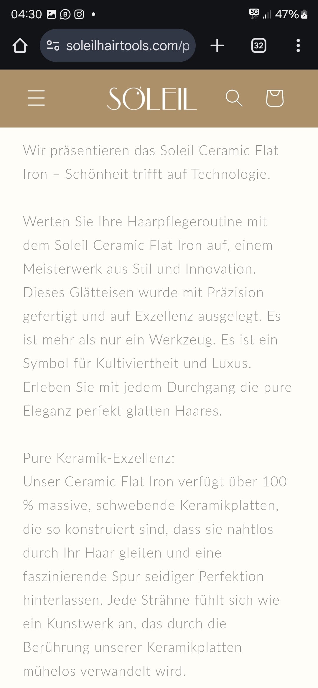Glätteisen Soleil Flat Iron in BLACK