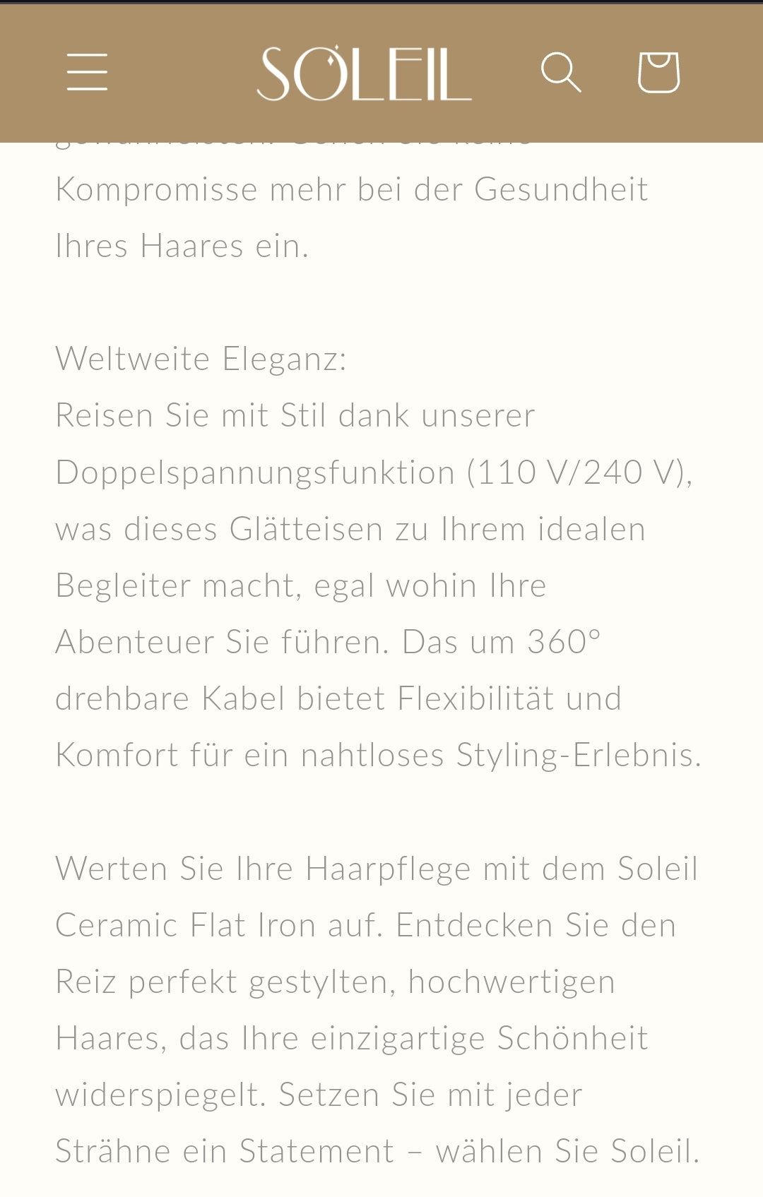 Glätteisen Soleil Flat Iron in BLACK