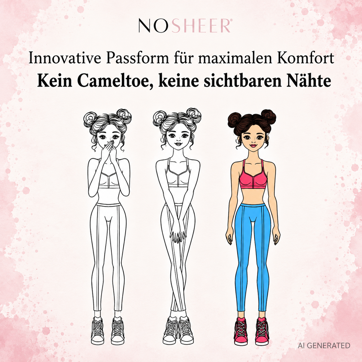 Set of 3 NOSHEER anti-camel toe thong beige