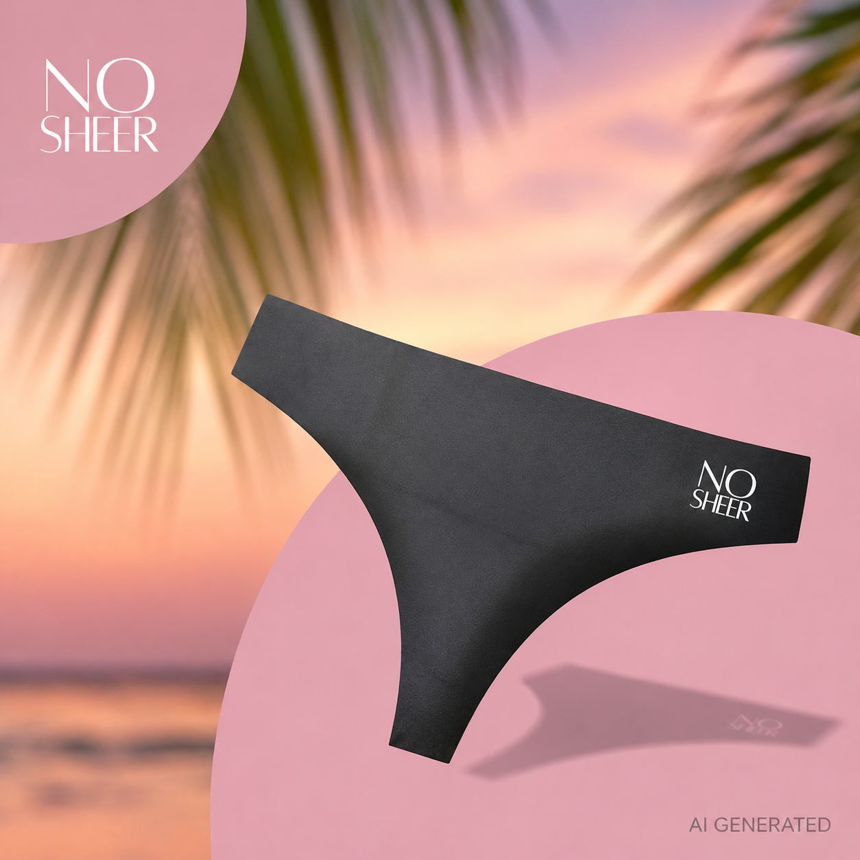 Set of 3 NOSHEER anti-camel toe thong black
