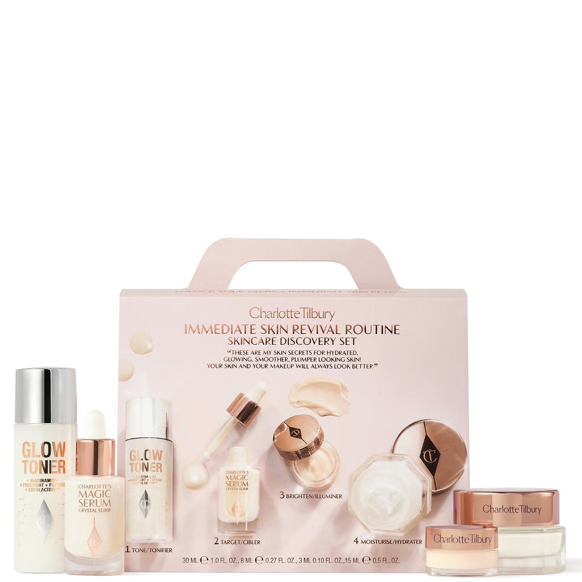 Charlotte Tilbury Immediate Skin Revival Routine Skincare Discovery Set (30ml+8ml+3ml+15ml)